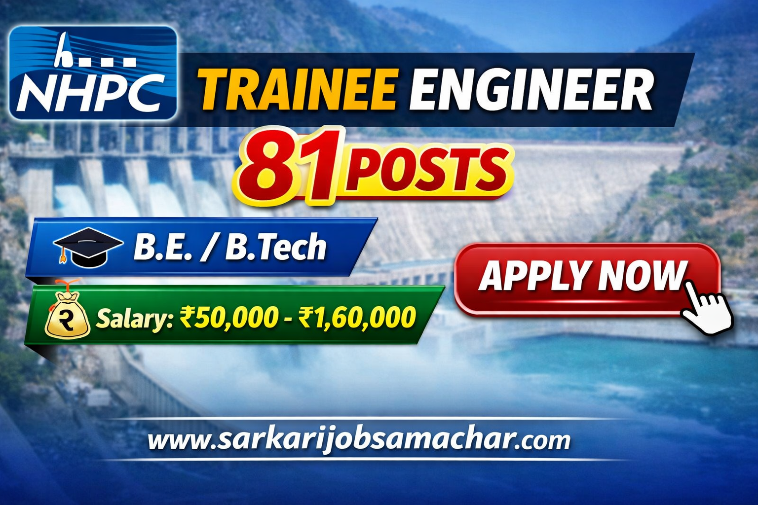 NHPC Limited Trainee Engineer Recruitment 2026 – Apply Online for Civil, Electrical & Mechanical Posts through GATE 2024 / 2025